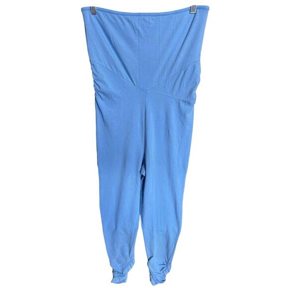 Free People NWOT Hot Shot Strapless Bodysuit Jumpsuit Raindrop Blue Size Large - Picture 2 of 12